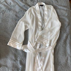 Sheer white robe with Silk trim